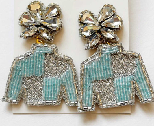 Aqua Jockey Silks Earrings